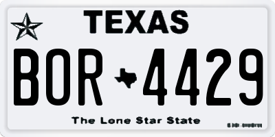 TX license plate BOR4429