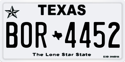TX license plate BOR4452