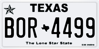 TX license plate BOR4499