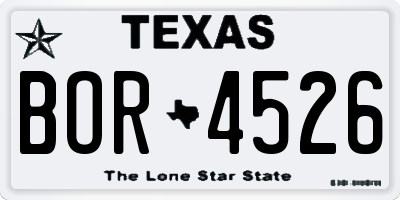 TX license plate BOR4526