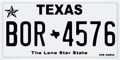 TX license plate BOR4576
