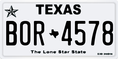 TX license plate BOR4578