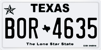 TX license plate BOR4635