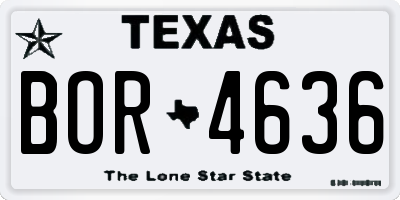 TX license plate BOR4636