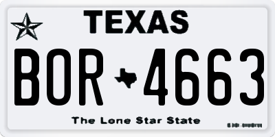TX license plate BOR4663