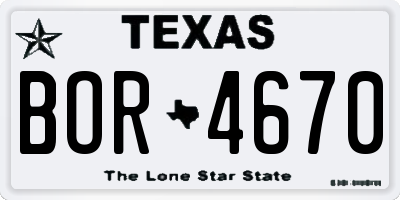 TX license plate BOR4670