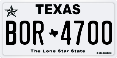 TX license plate BOR4700