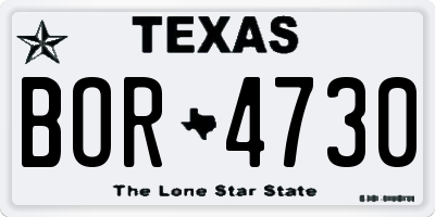 TX license plate BOR4730