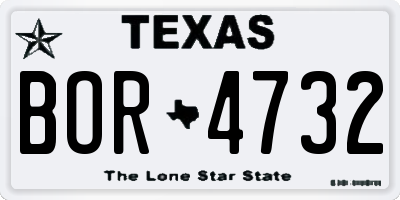 TX license plate BOR4732