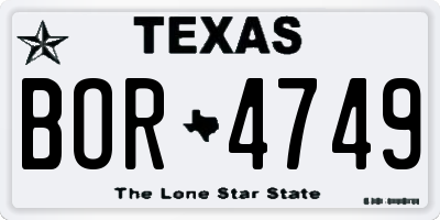 TX license plate BOR4749