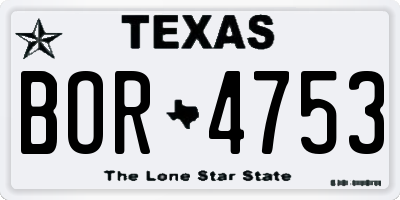 TX license plate BOR4753