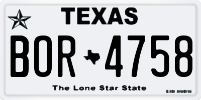 TX license plate BOR4758