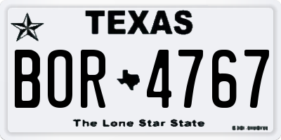TX license plate BOR4767