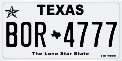 TX license plate BOR4777