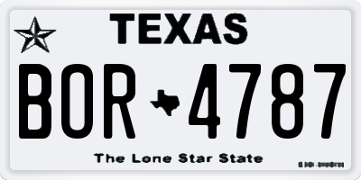 TX license plate BOR4787