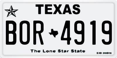 TX license plate BOR4919