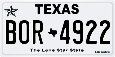 TX license plate BOR4922