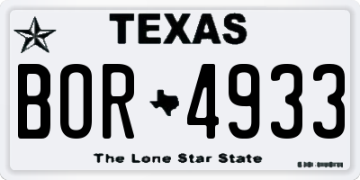 TX license plate BOR4933