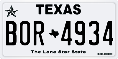 TX license plate BOR4934