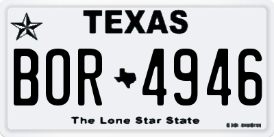 TX license plate BOR4946