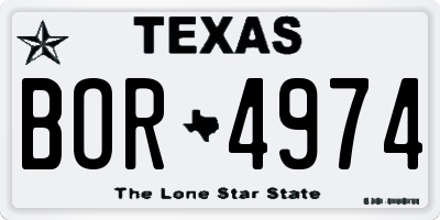 TX license plate BOR4974