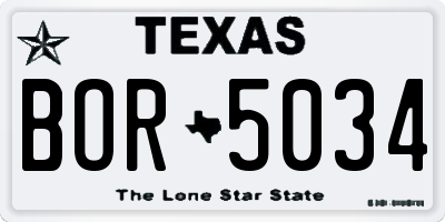 TX license plate BOR5034