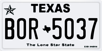 TX license plate BOR5037