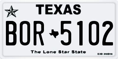 TX license plate BOR5102