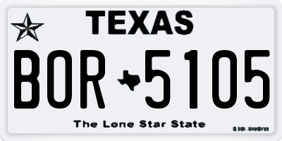 TX license plate BOR5105