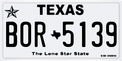 TX license plate BOR5139