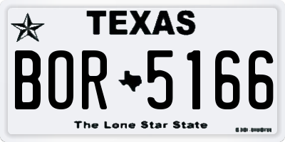 TX license plate BOR5166