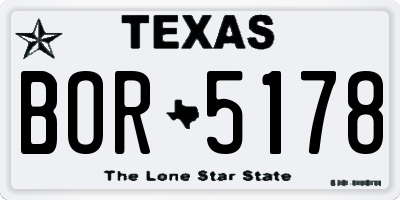 TX license plate BOR5178