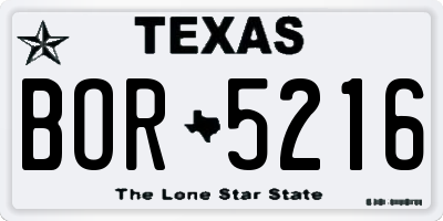 TX license plate BOR5216
