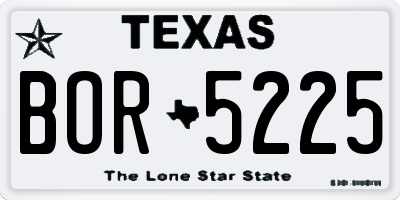 TX license plate BOR5225