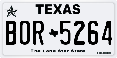 TX license plate BOR5264