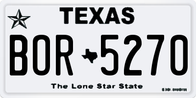 TX license plate BOR5270