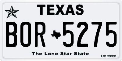 TX license plate BOR5275