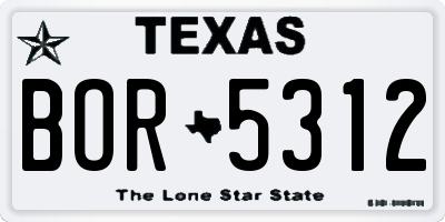 TX license plate BOR5312