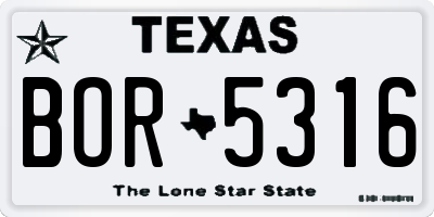 TX license plate BOR5316