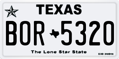 TX license plate BOR5320