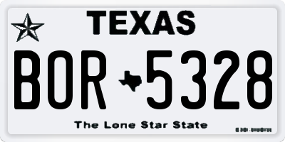 TX license plate BOR5328