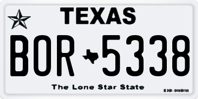 TX license plate BOR5338