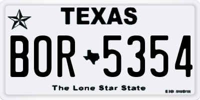 TX license plate BOR5354