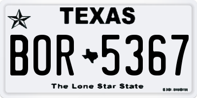 TX license plate BOR5367