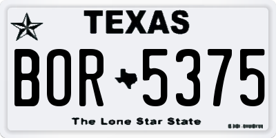 TX license plate BOR5375