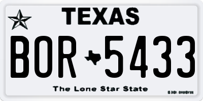 TX license plate BOR5433