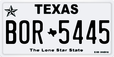 TX license plate BOR5445