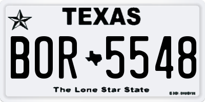 TX license plate BOR5548
