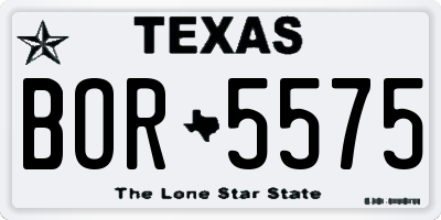 TX license plate BOR5575