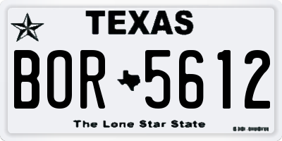 TX license plate BOR5612
